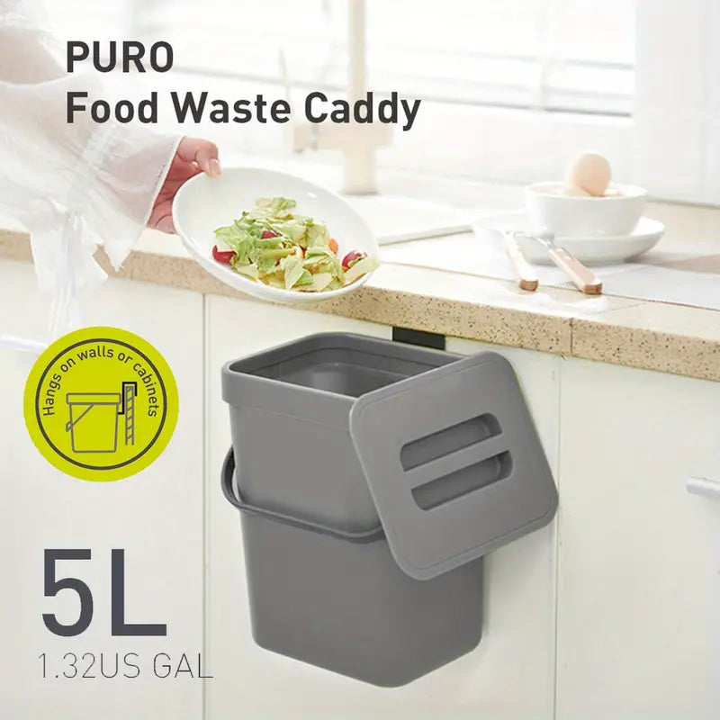 1pc 5L Kitchen Trash Can, Wall Mounted or Hanging Design