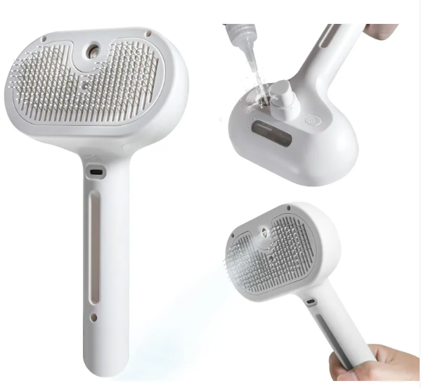 HomiraBloom | SteamPurr – 3-in-1 Pet Spray & Grooming Brush