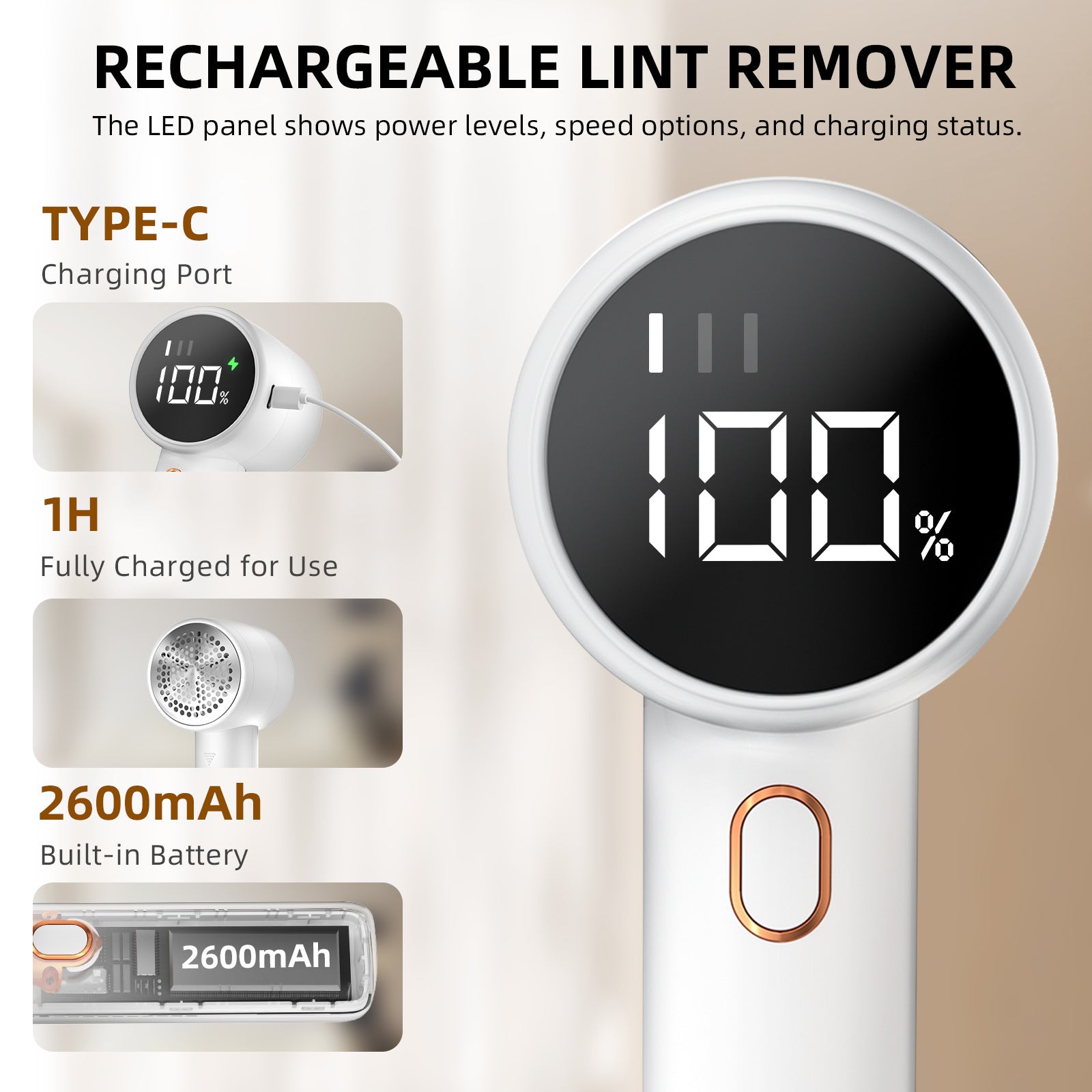 omiraBloom RenewGlide – Electric Lint Remover & Rechargeable Fabric Shaver