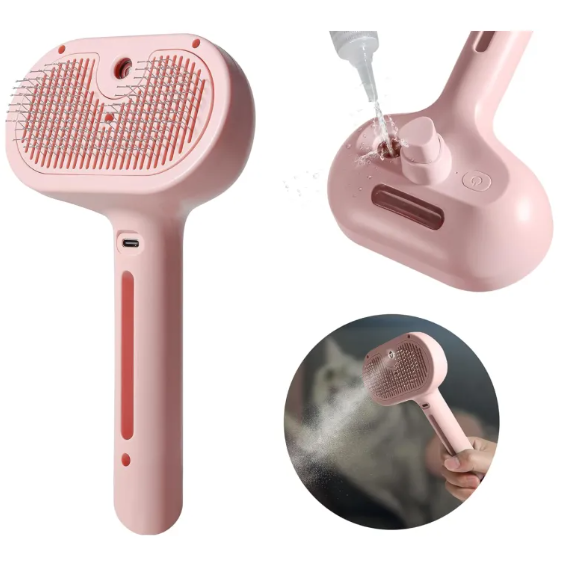 HomiraBloom | SteamPurr – 3-in-1 Pet Spray & Grooming Brush