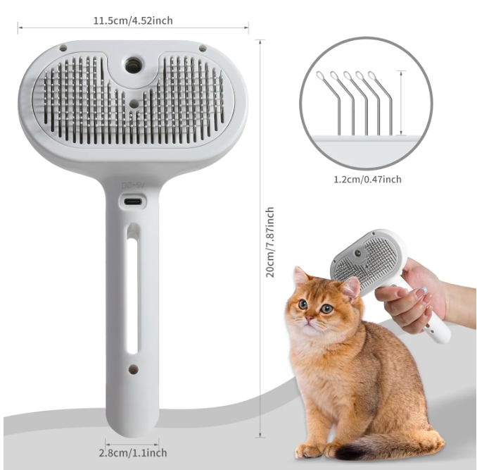 HomiraBloom | SteamPurr – 3-in-1 Pet Spray & Grooming Brush