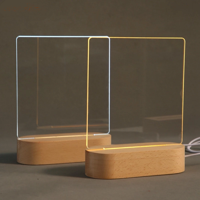 HomiraBloom | LumiNote – Creative Acrylic Message Board with Wooden Glow Base