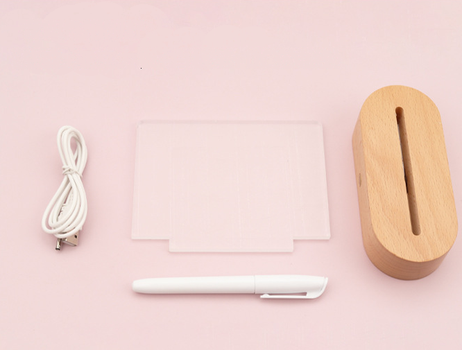HomiraBloom | LumiNote – Creative Acrylic Message Board with Wooden Glow Base