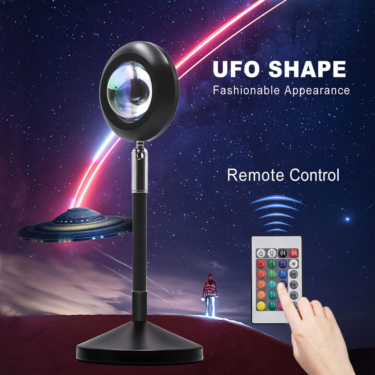 HomiraBloom | AuraGlow – 16-Color Remote Controlled Sunset Projection Lamp