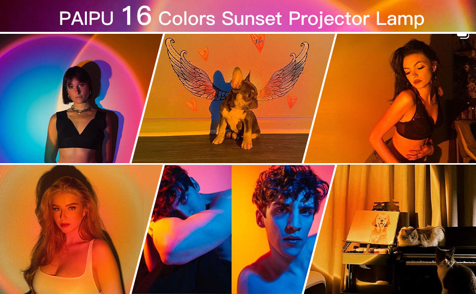 HomiraBloom | AuraGlow – 16-Color Remote Controlled Sunset Projection Lamp