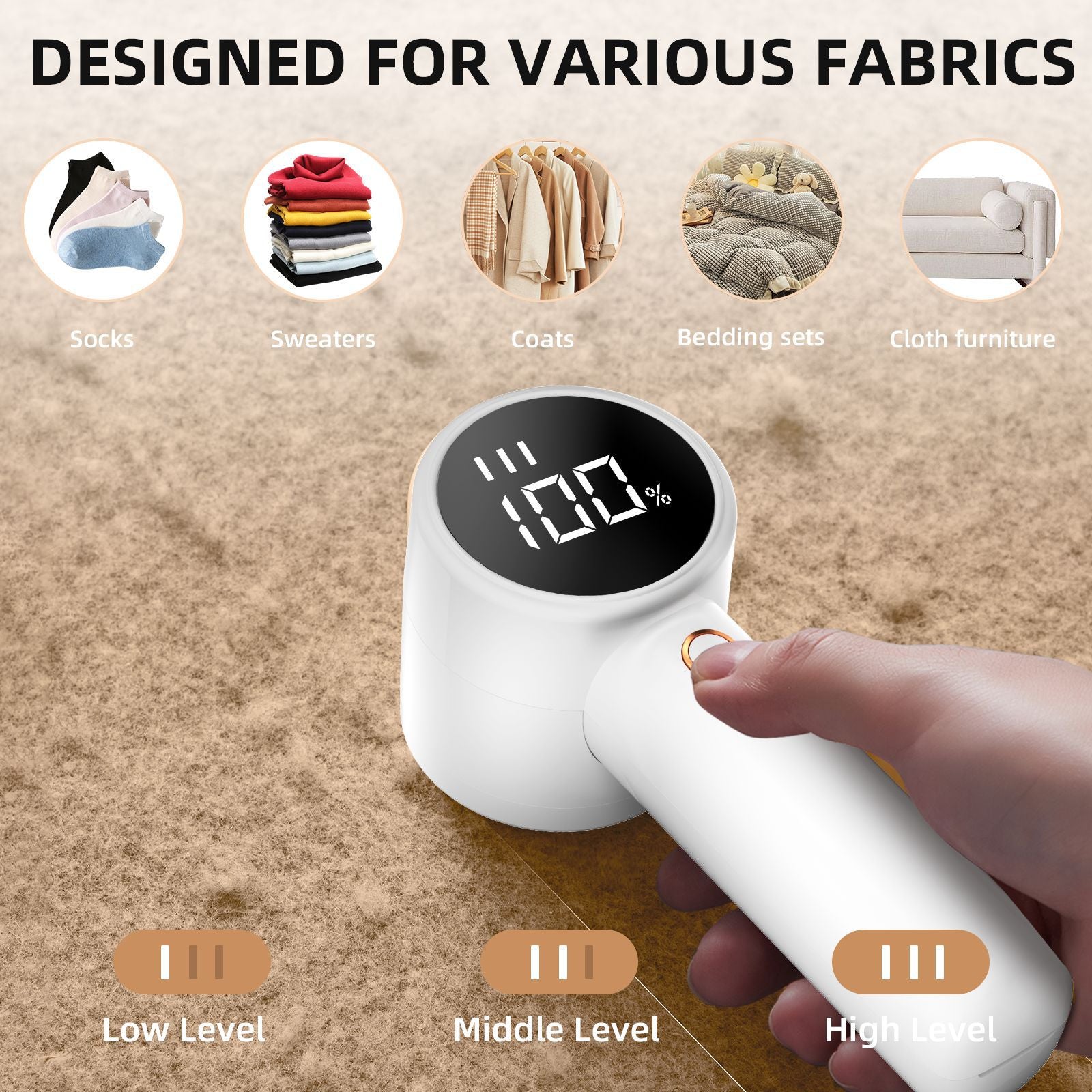 omiraBloom RenewGlide – Electric Lint Remover & Rechargeable Fabric Shaver